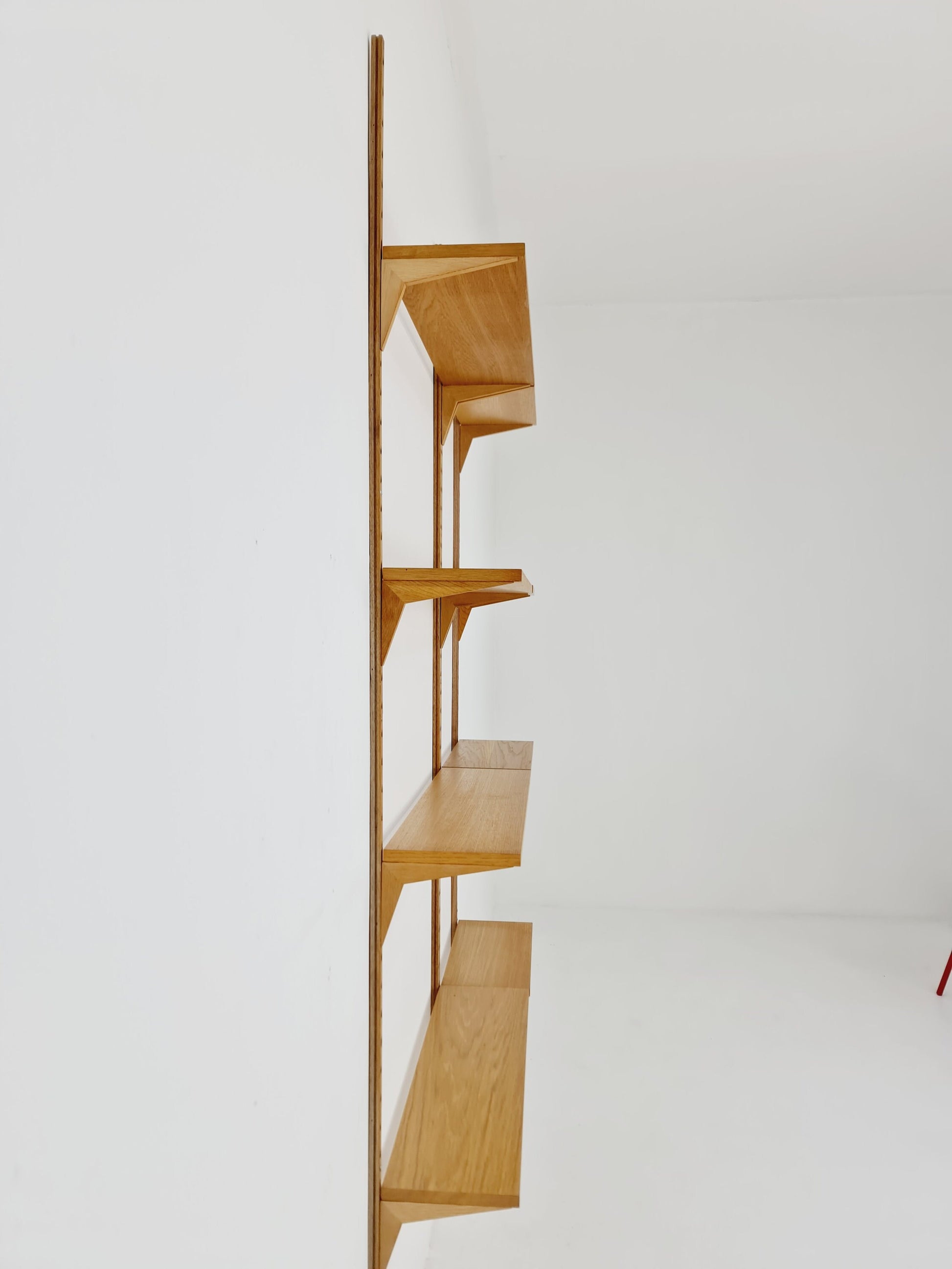 Midcentury Danish Oak Wall-Mounted Shelving Unit, by Poul Cadovius, 1960s