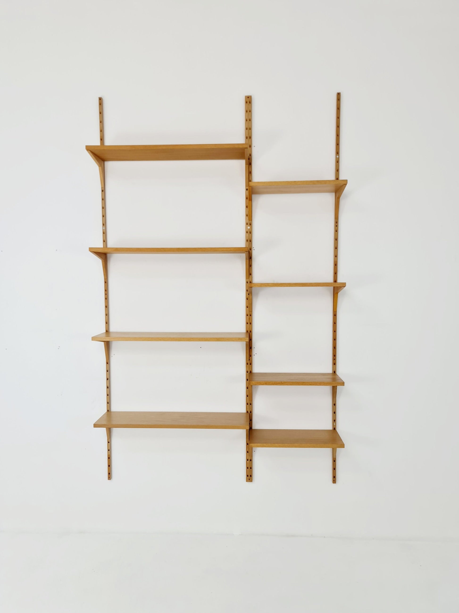 Midcentury Danish Oak Wall-Mounted Shelving Unit, by Poul Cadovius, 1960s