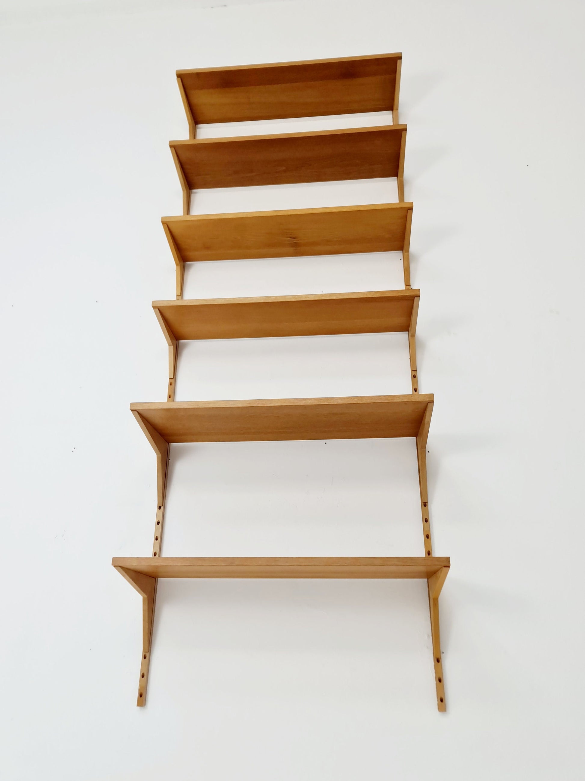 Midcentury Danish Oak Wall-Mounted Shelving Unit, by Poul Cadovius, 1960s
