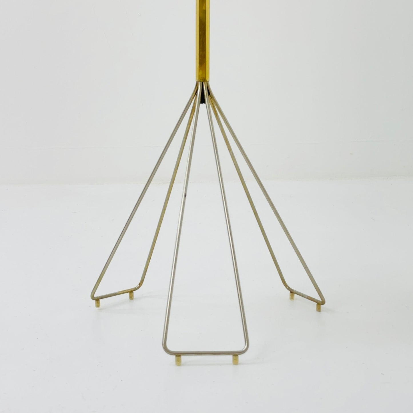 Mid century Side table with brass stand and beige plate - 1950s