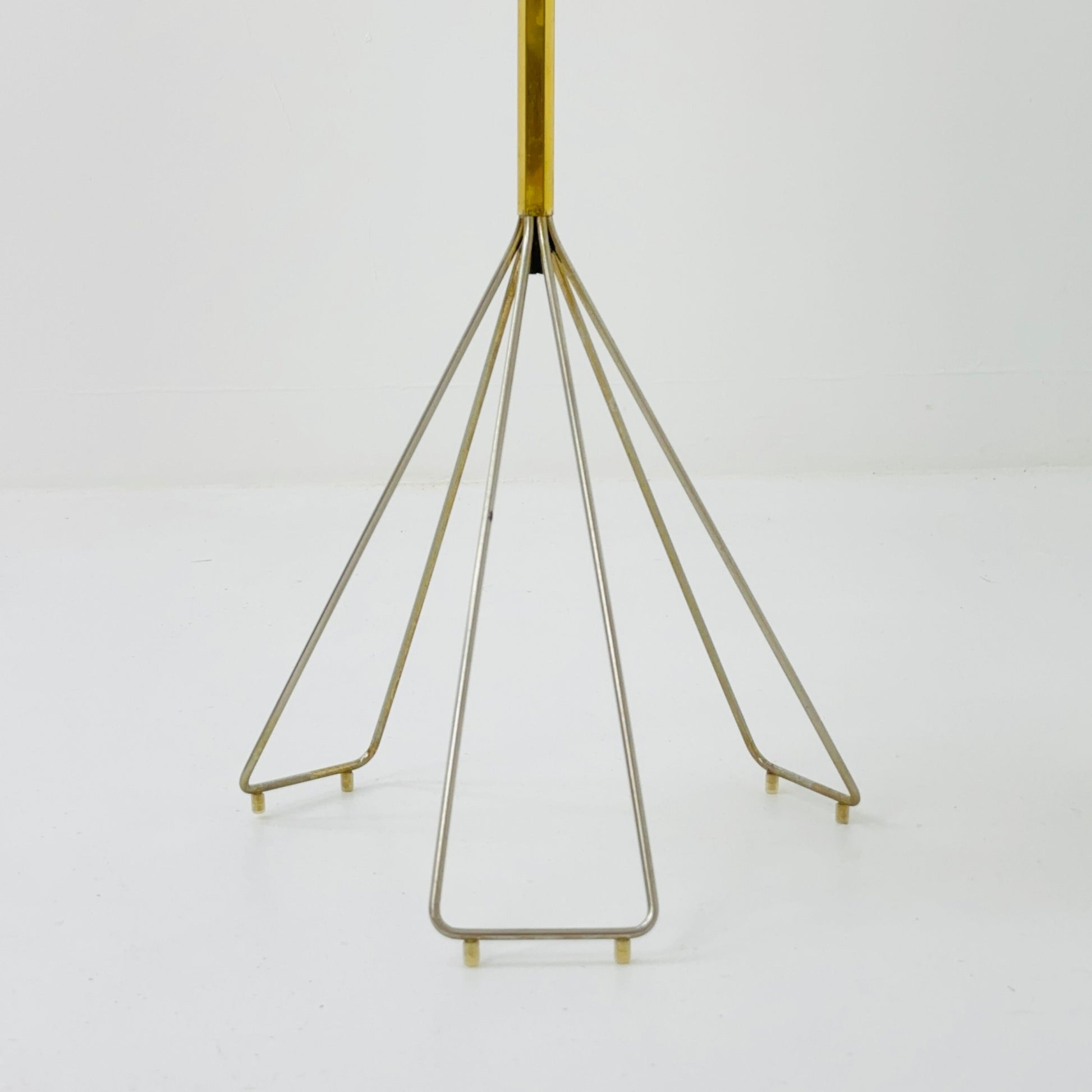 Mid century Side table with brass stand and beige plate - 1950s