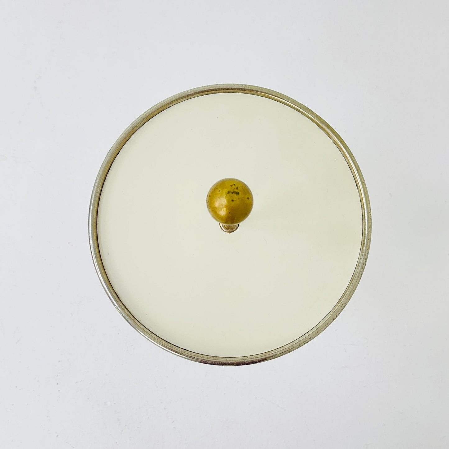 Mid century Side table with brass stand and beige plate - 1950s