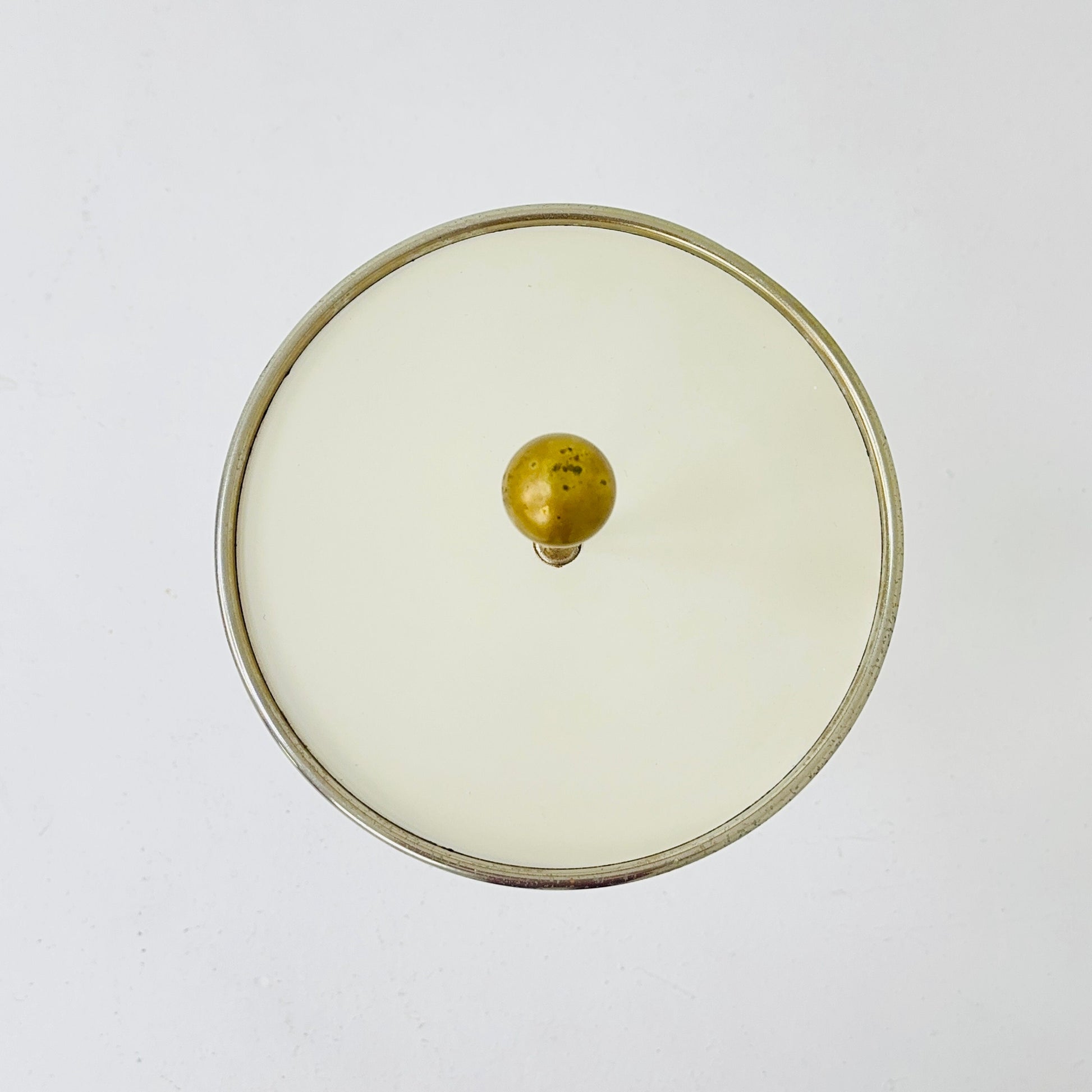 Mid century Side table with brass stand and beige plate - 1950s