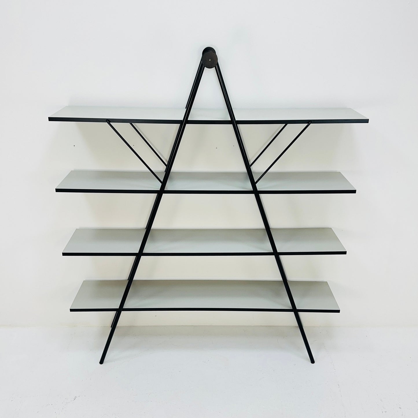 Bauhaus mid century triangle metal & wood shelf /book shelf system 1970s