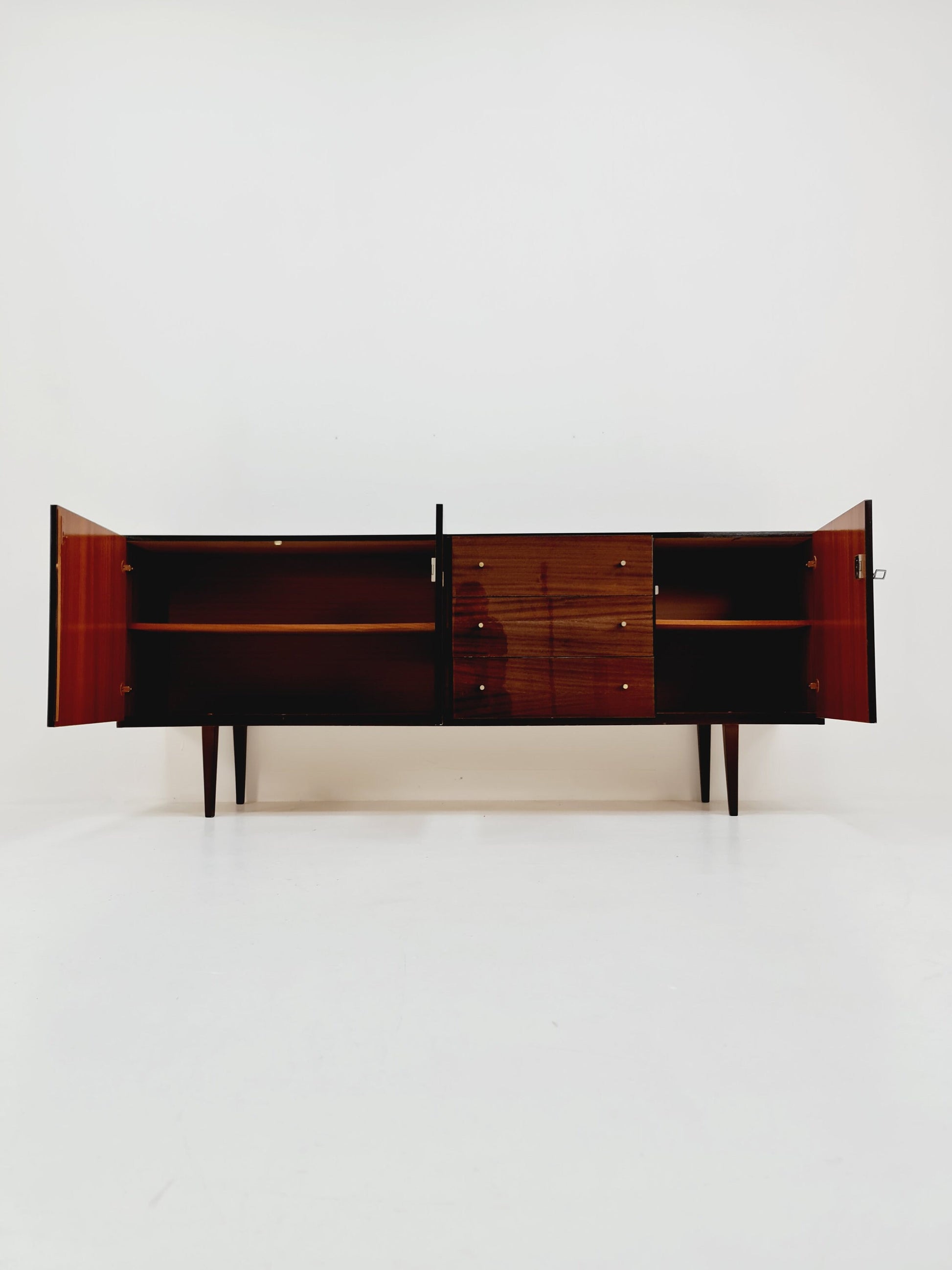 Rare Mid Century Modern German Mahogany sideboard model graz by Mann Möbel, 1950s
