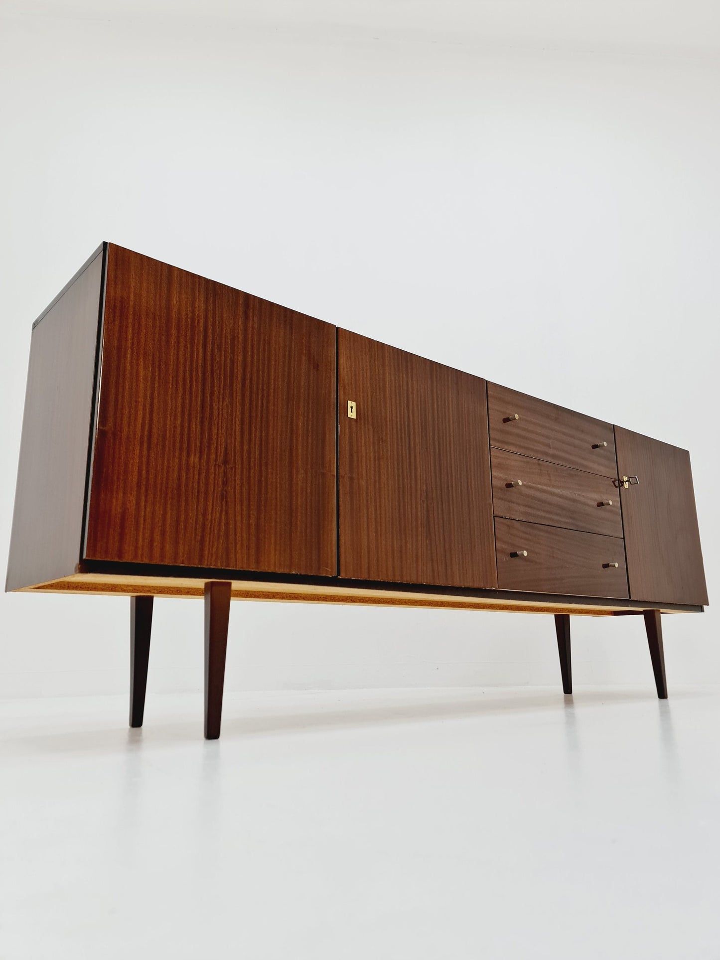 Rare Mid Century Modern German Mahogany sideboard model graz by Mann Möbel, 1950s