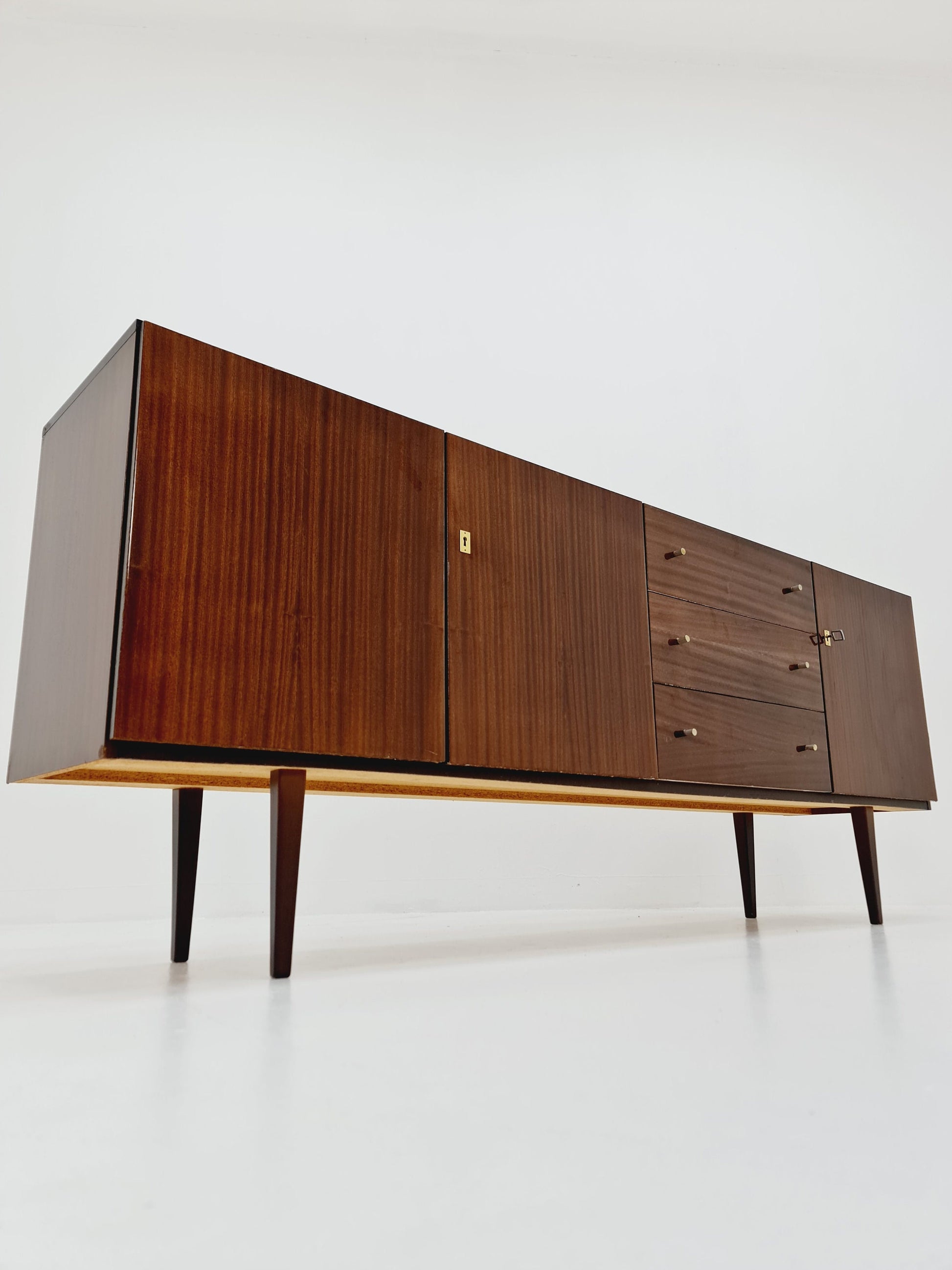 Rare Mid Century Modern German Mahogany sideboard model graz by Mann Möbel, 1950s