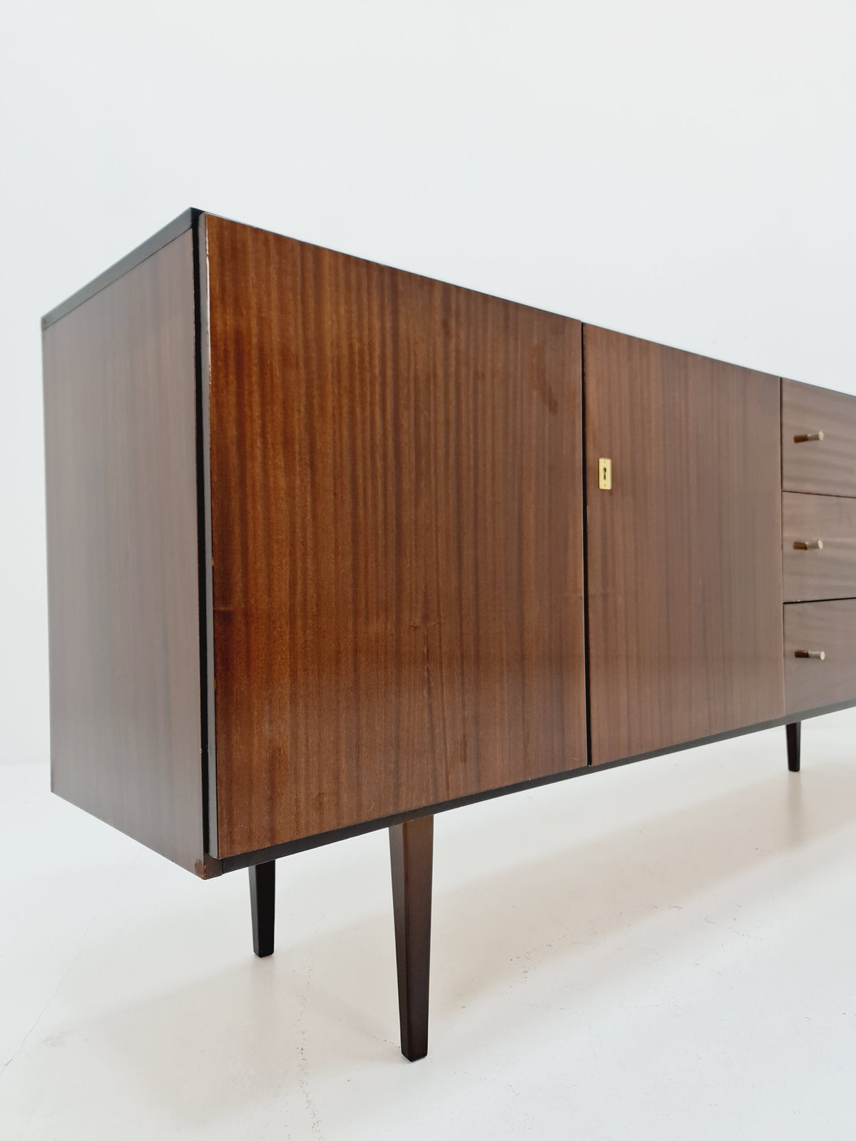 Rare Mid Century Modern German Mahogany sideboard model graz by Mann Möbel, 1950s