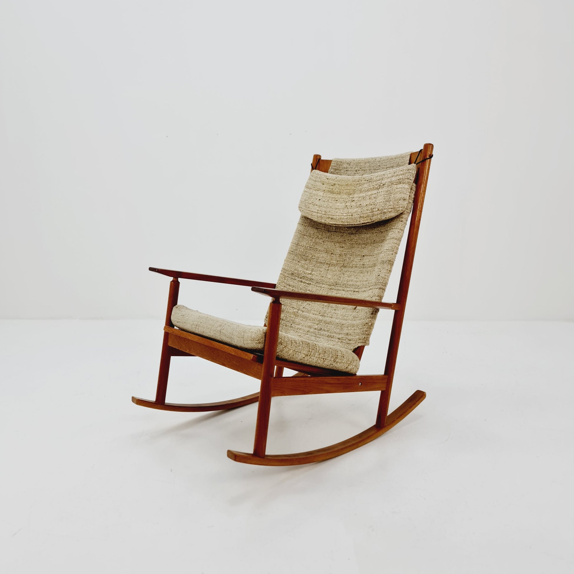 Mid century Scandinavian solid teak Rocking Chair by Hans olsen for Juul Kristensen , 1960s