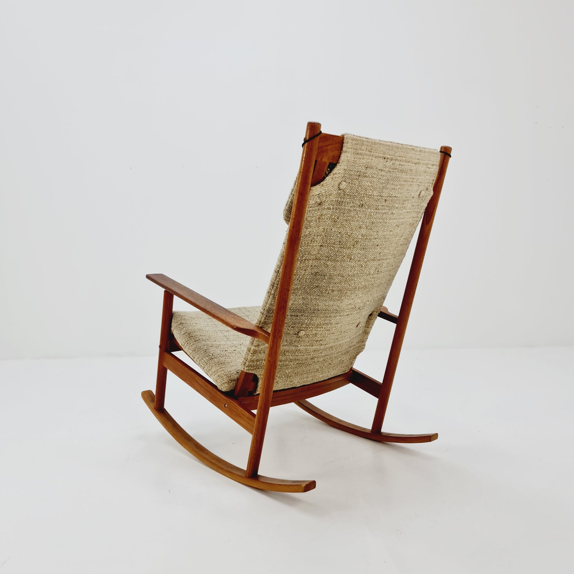 Mid century Scandinavian solid teak Rocking Chair by Hans olsen for Juul Kristensen , 1960s