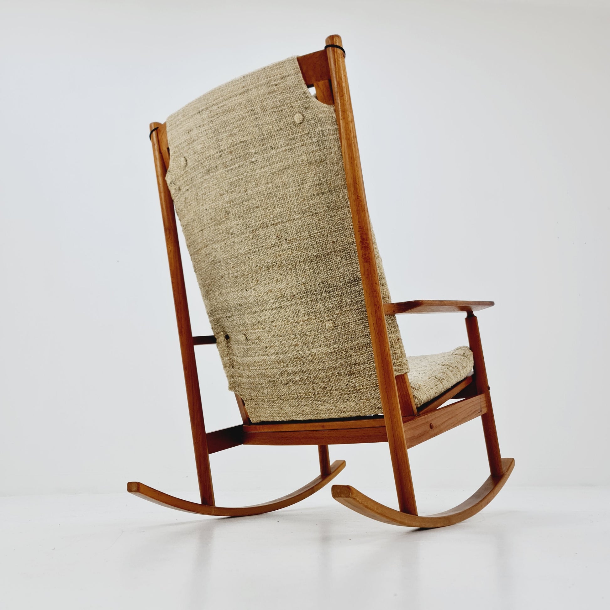 Mid century Scandinavian solid teak Rocking Chair by Hans olsen for Juul Kristensen , 1960s