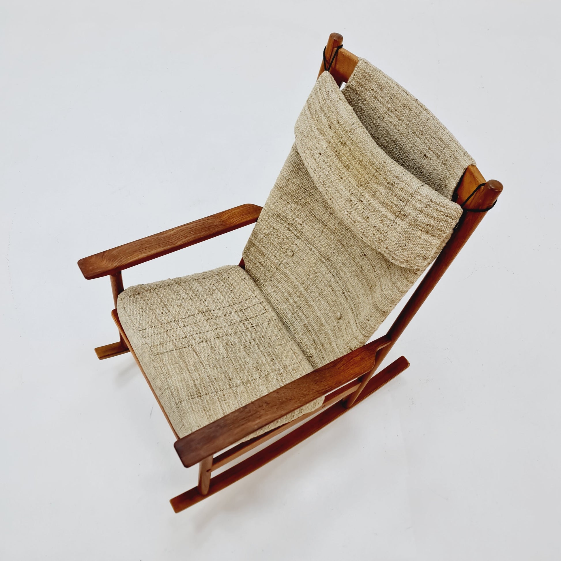 Mid century Scandinavian solid teak Rocking Chair by Hans olsen for Juul Kristensen , 1960s