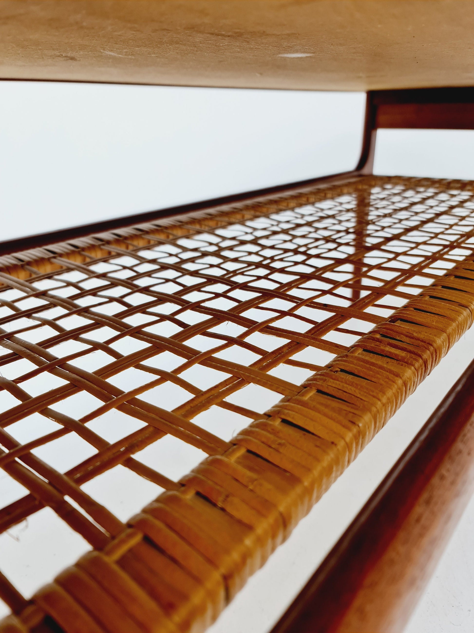 Mid century Danish Teak & Rattan Coffee table by Trioh Möbler Denmark, 1960s