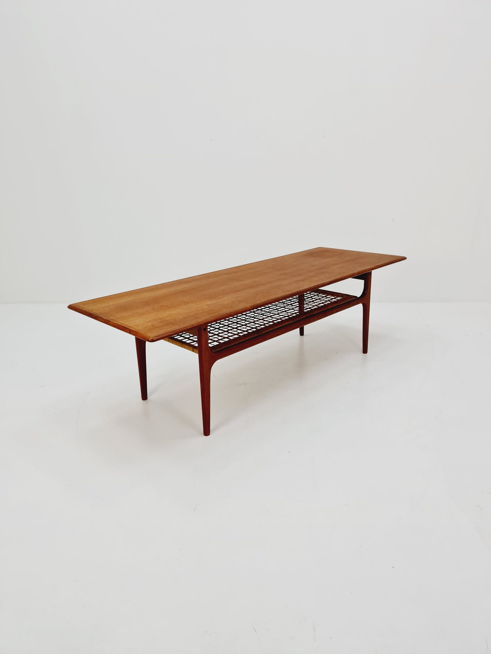 Mid century Danish Teak & Rattan Coffee table by Trioh Möbler Denmark, 1960s