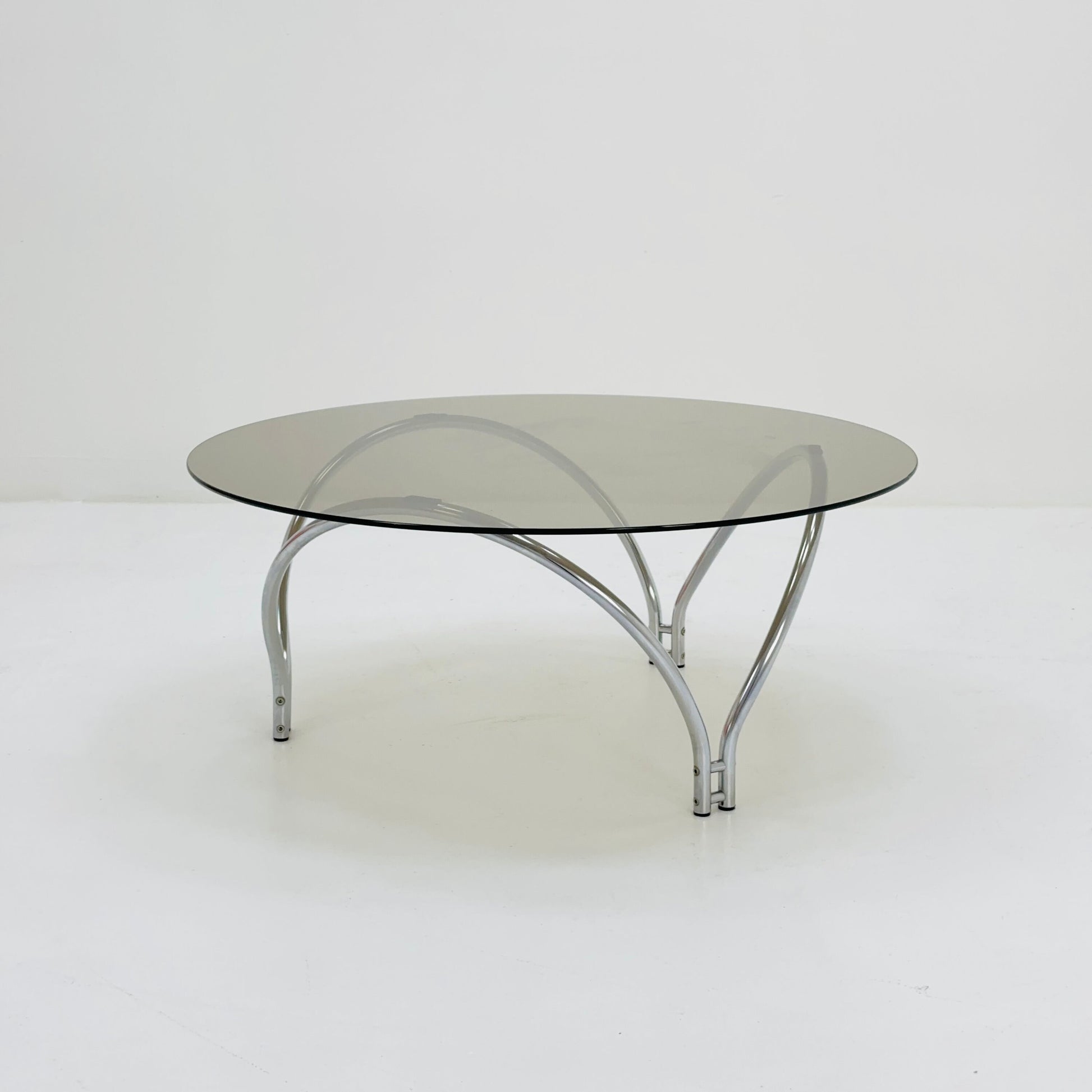 Mid century smoked glass and chrome coffee table 1970s.