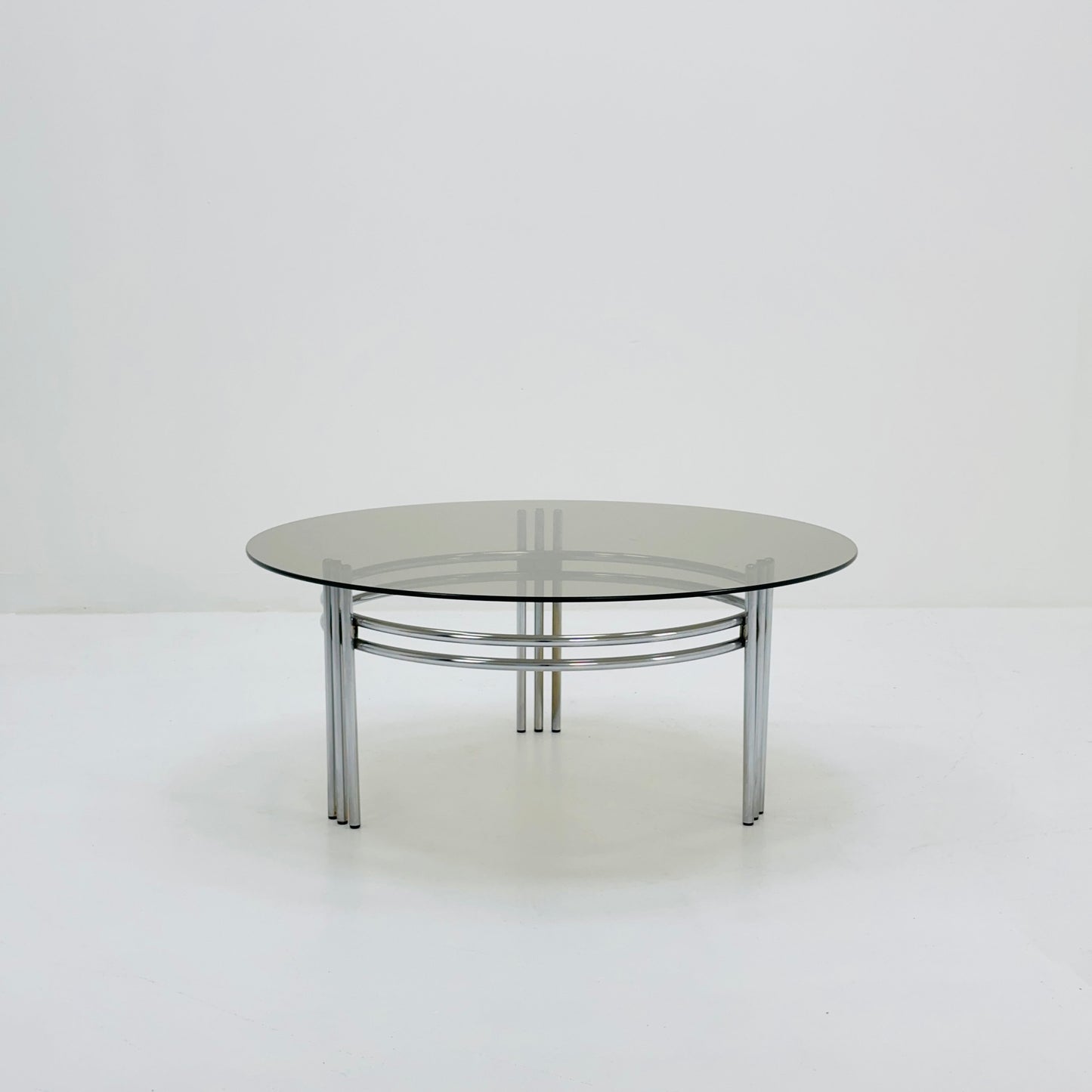 Mid century smoked Glass & Chrome Coffee Table, 1970s