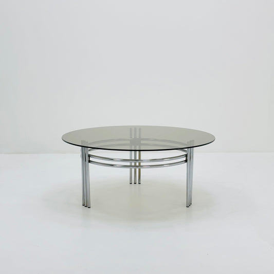 Mid century smoked Glass & Chrome Coffee Table, 1970s