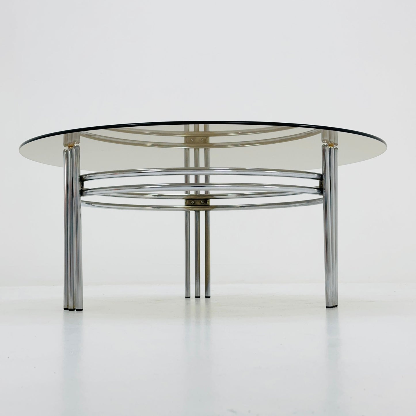 Mid century smoked Glass & Chrome Coffee Table, 1970s