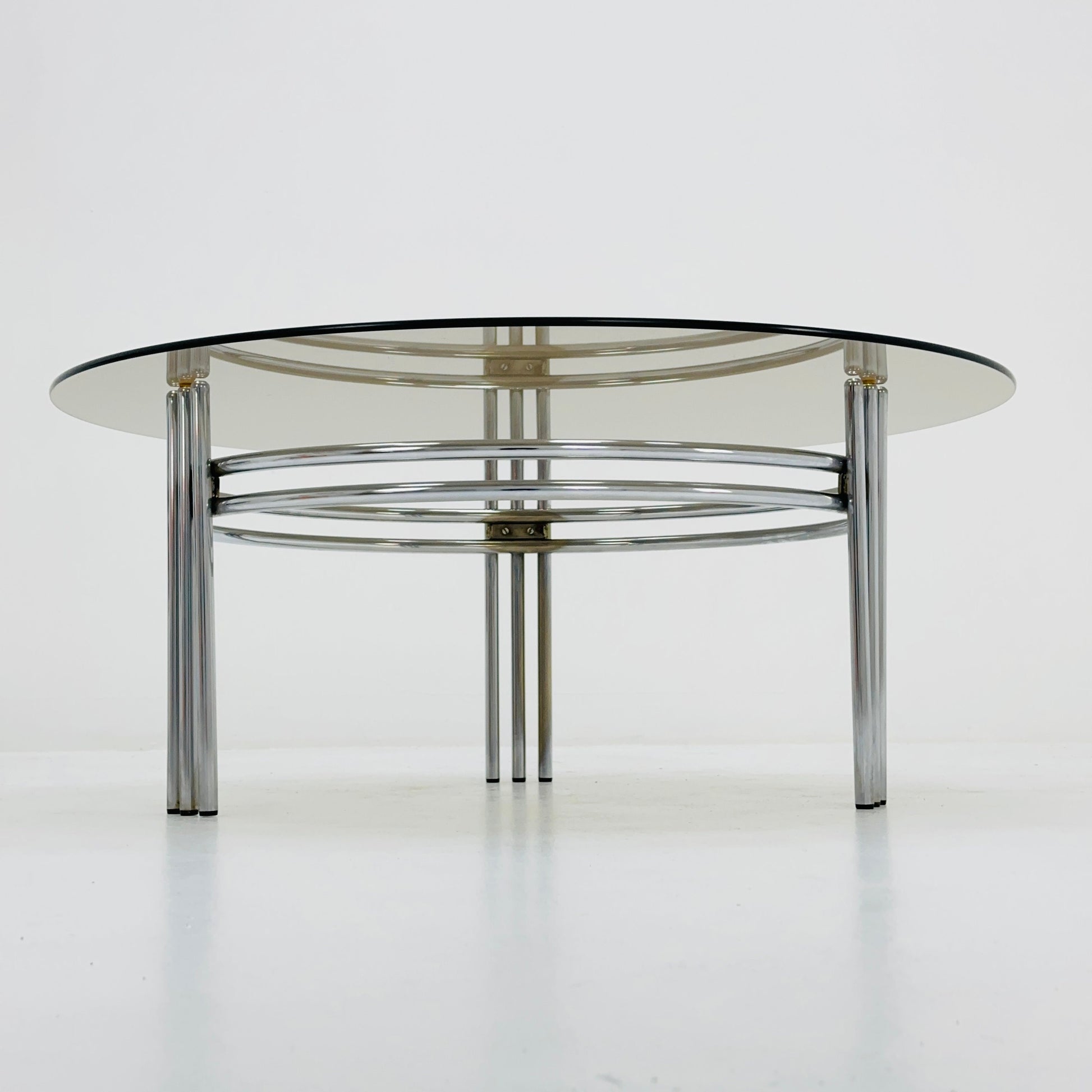 Mid century smoked Glass & Chrome Coffee Table, 1970s