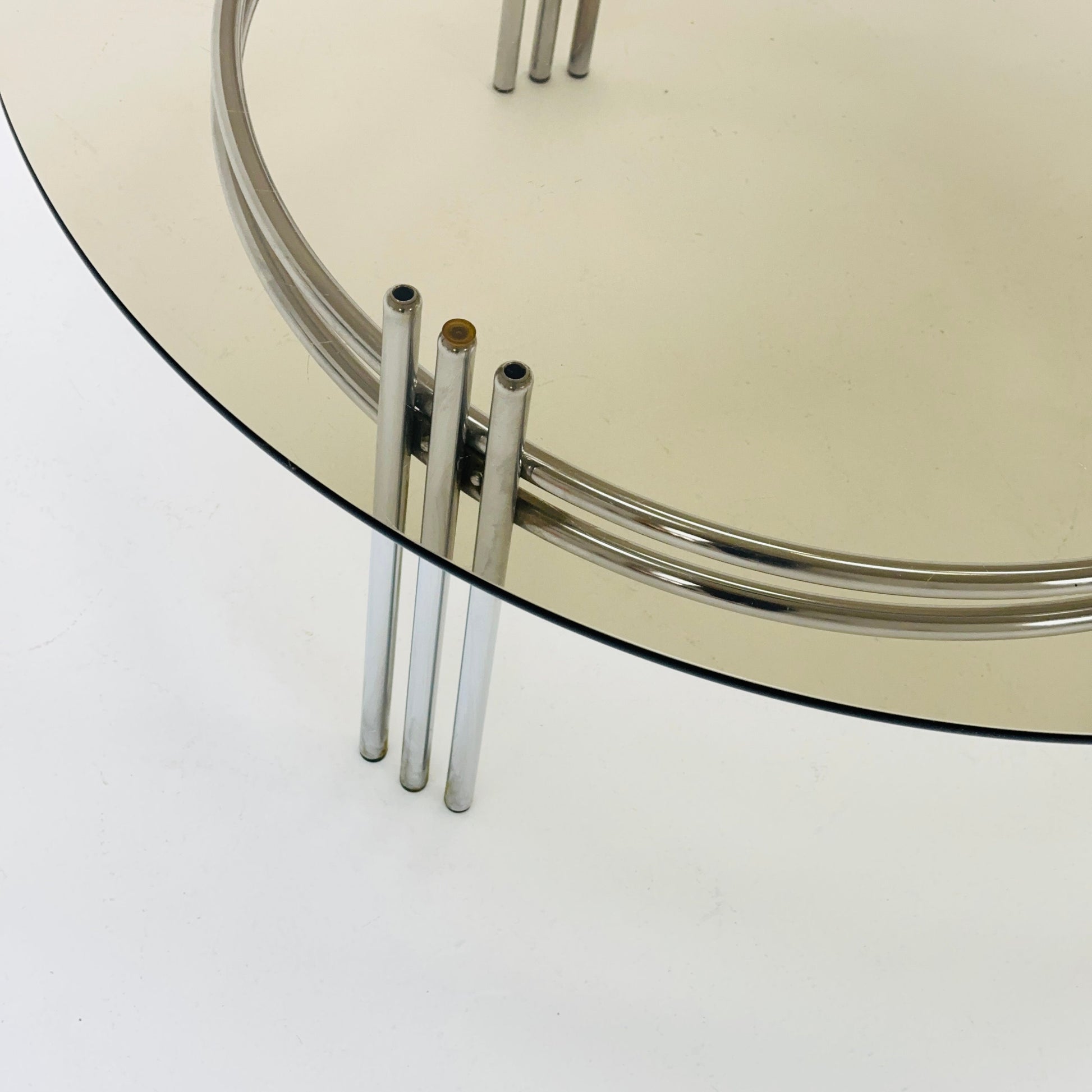 Mid century smoked Glass & Chrome Coffee Table, 1970s