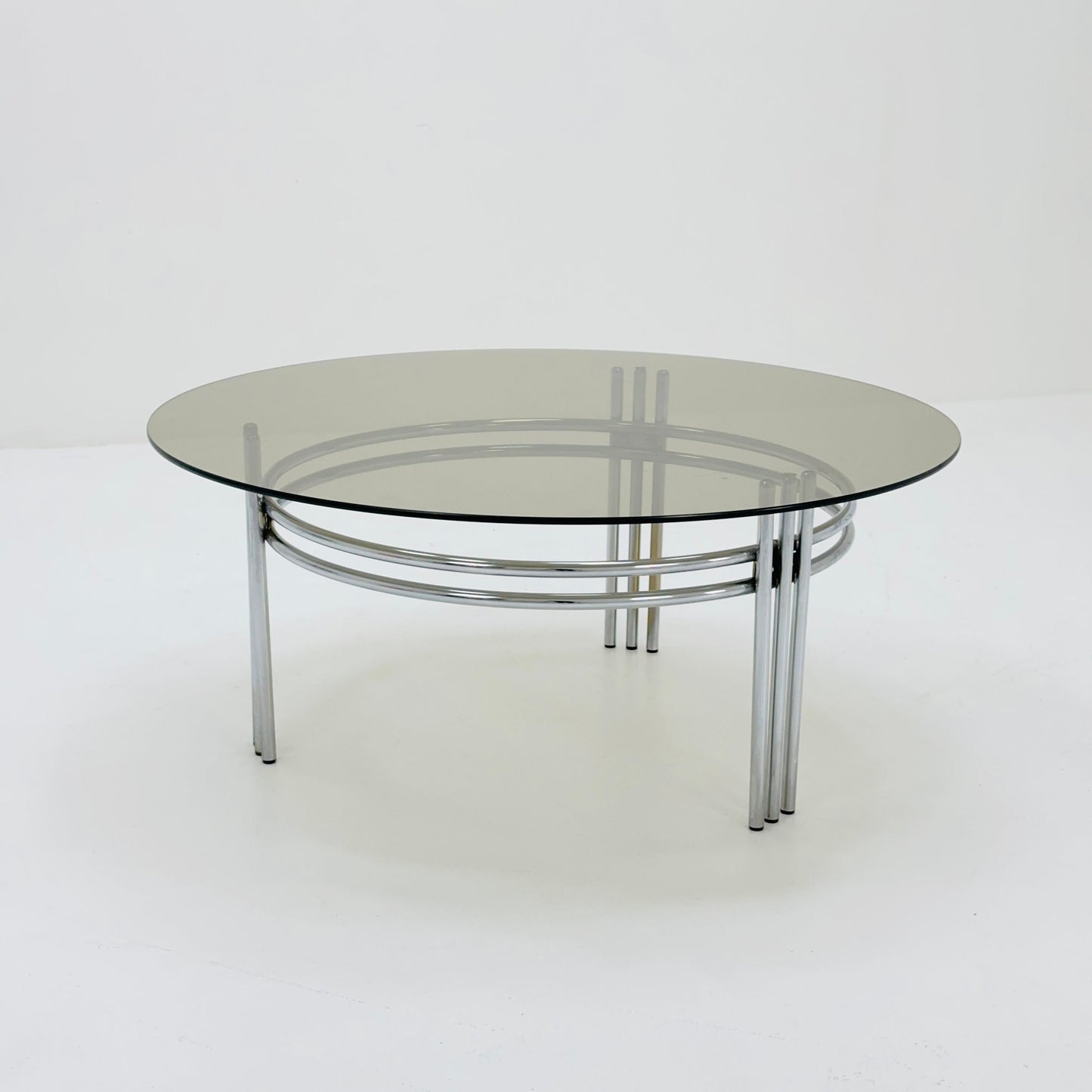 Mid century smoked Glass & Chrome Coffee Table, 1970s