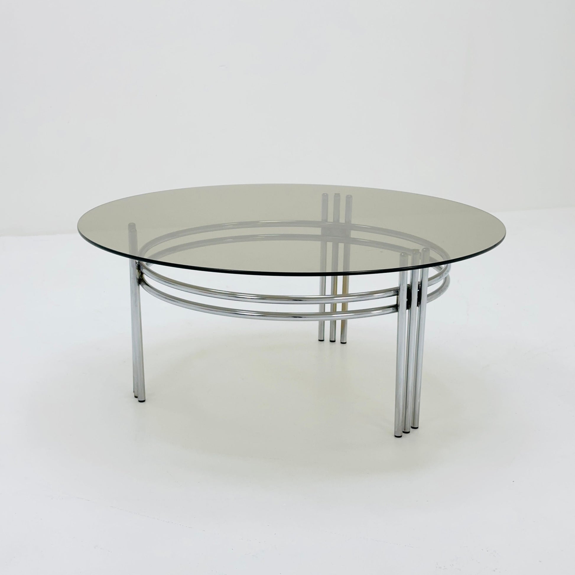 Mid century smoked Glass & Chrome Coffee Table, 1970s