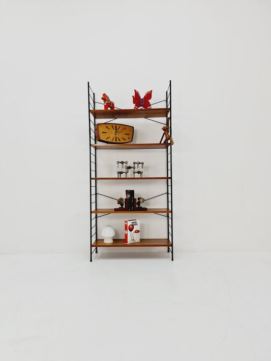 Freestanding string shelf in Teak from the 50s by WHB Germnay