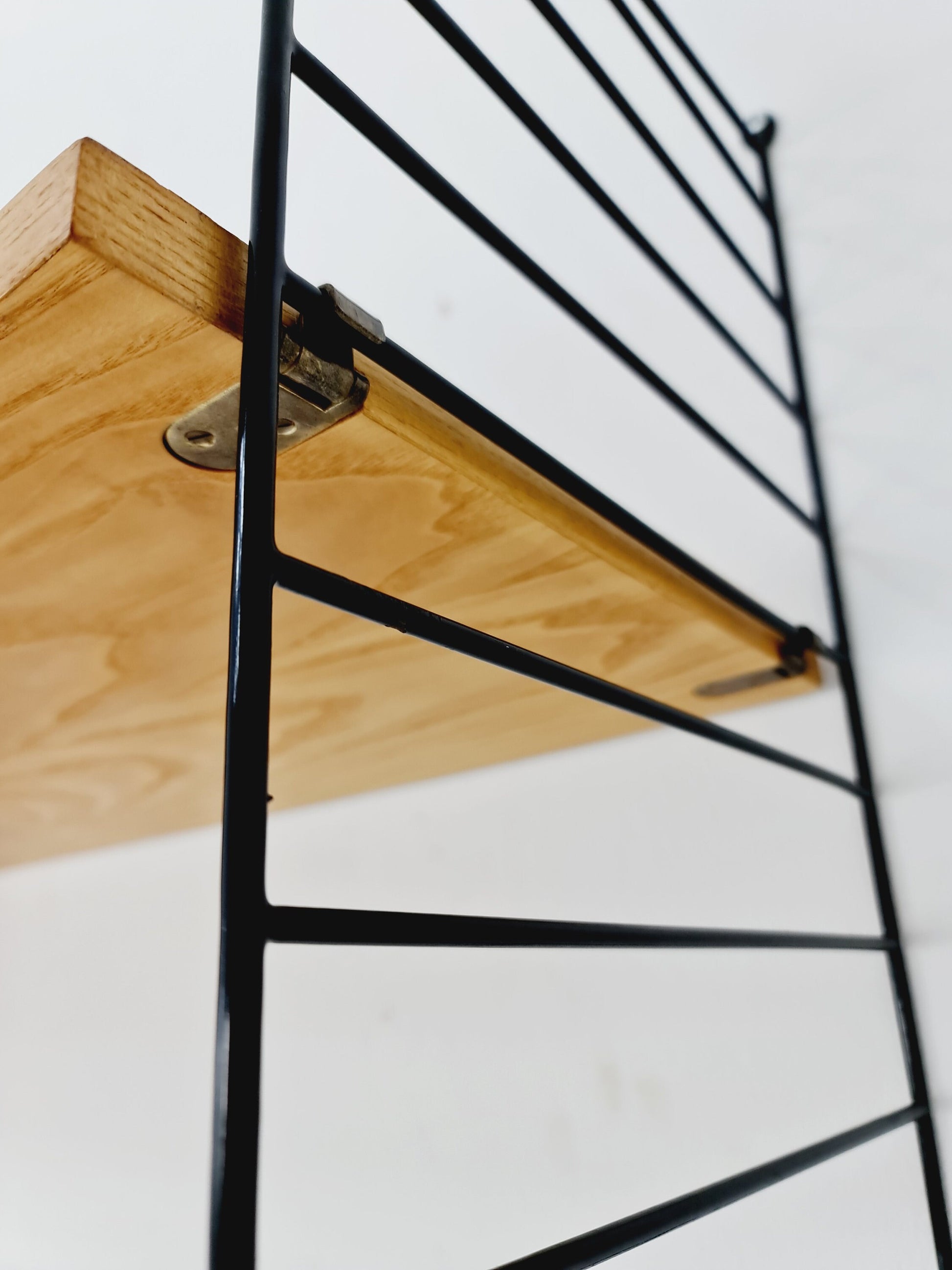 Wall-mounted original Swedish string shelf-system, drawers, bookcase teak by Nils & Kajsa Strinning, 1960s