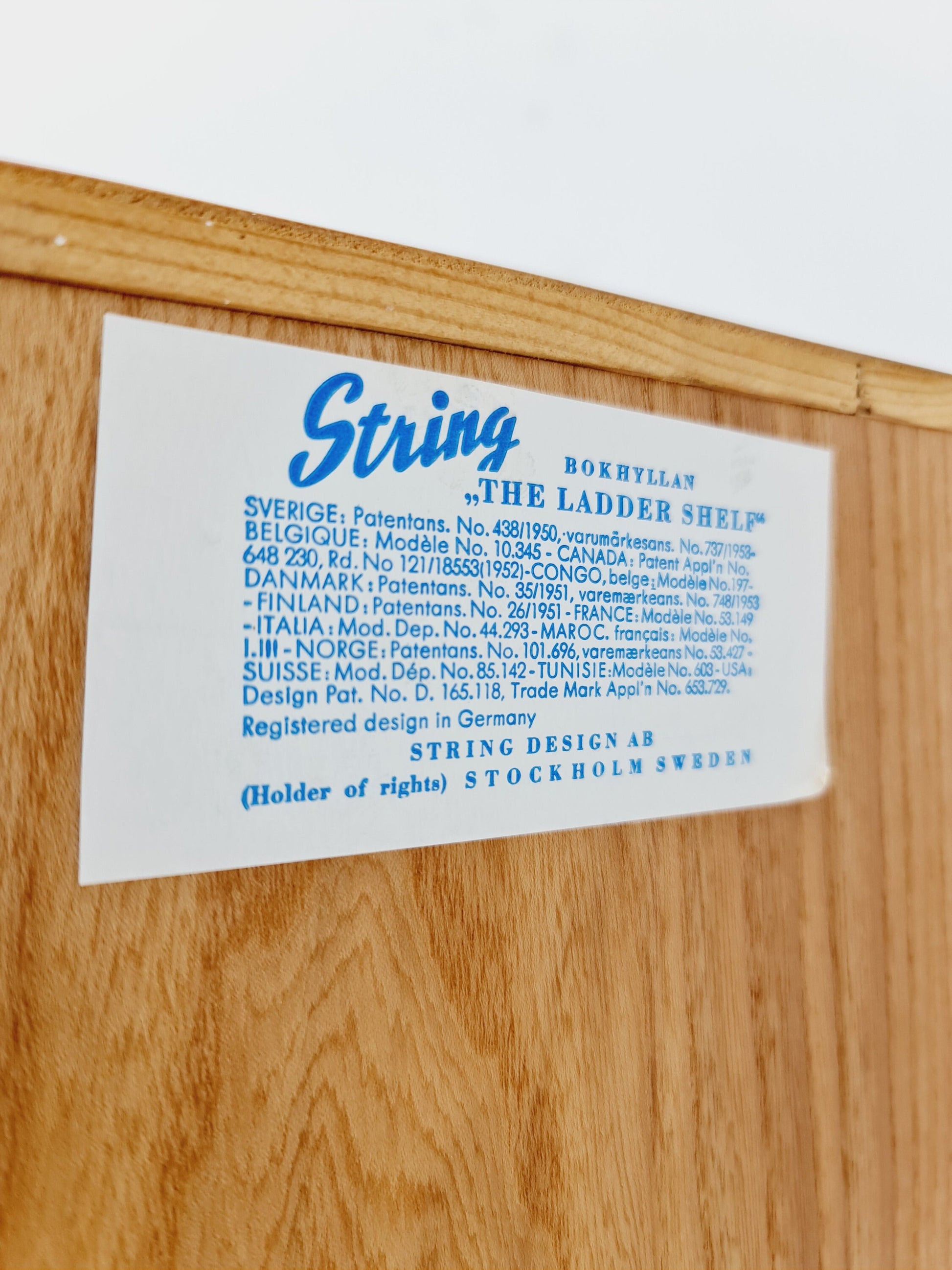 Wall-mounted original Swedish string shelf-system, drawers, bookcase teak by Nils & Kajsa Strinning, 1960s