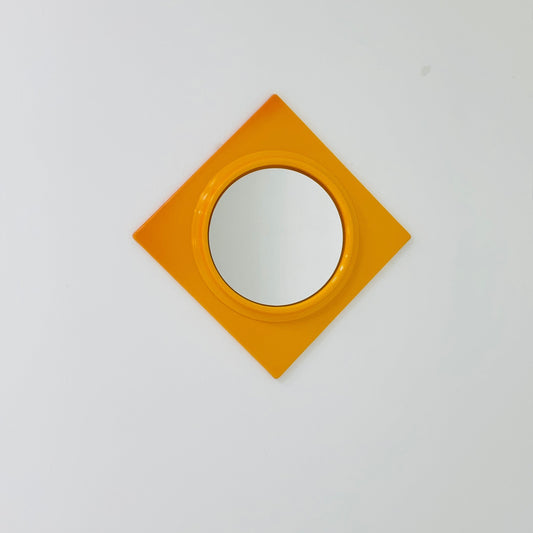 Space age orange square wall mirror 1970s
