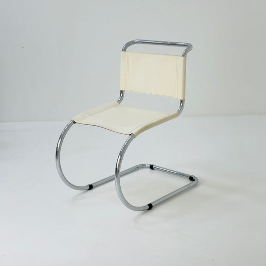 MR10 lounge white leather chair design by Ludwig Mies van der Rohe , 1980s