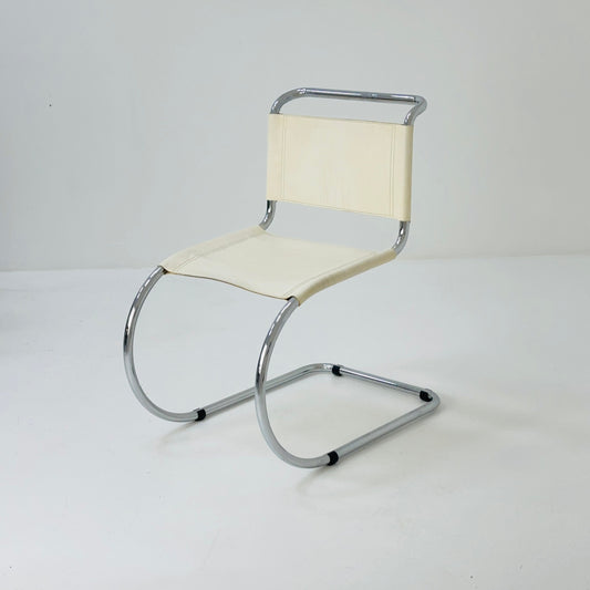 MR10 lounge white leather chair design by Ludwig Mies van der Rohe , 1980s