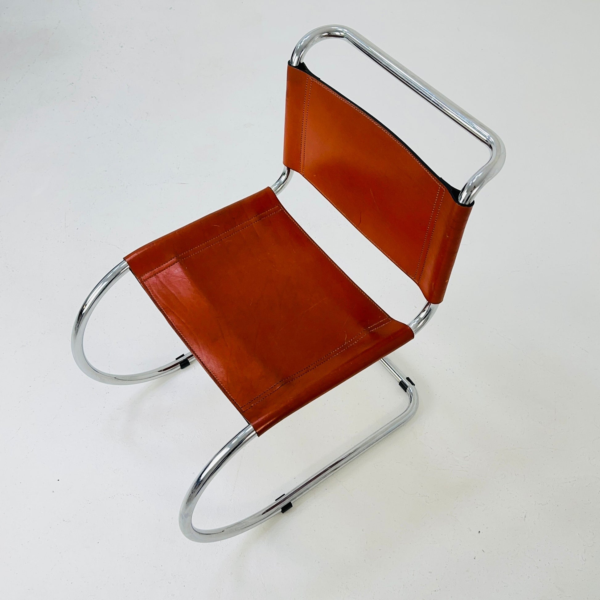 Mid century MR10 cognac chair by Ludwig Mies Van Der Rohe from Thonet 1980s