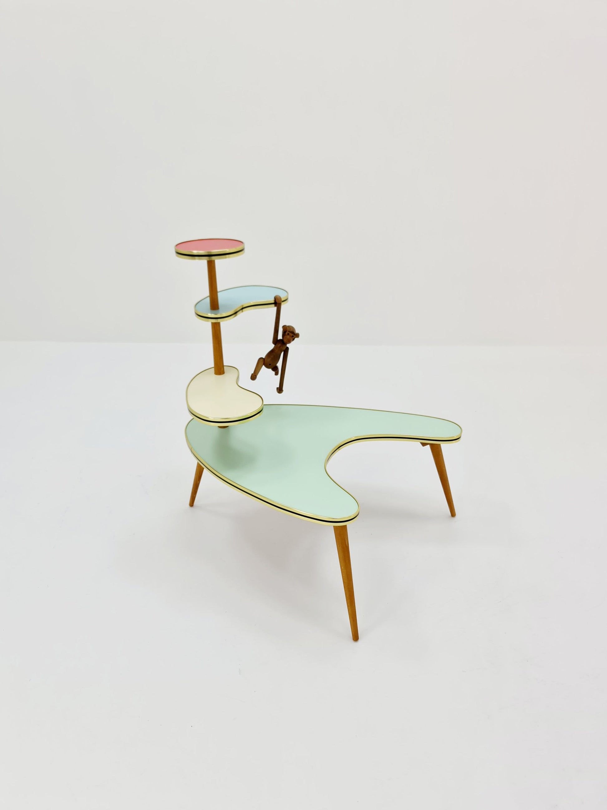 Big 1950s German Plant Stand, Colorful Vintage Mid-Century Minimalist Indoor Plant Stand Side Table Retro flower table