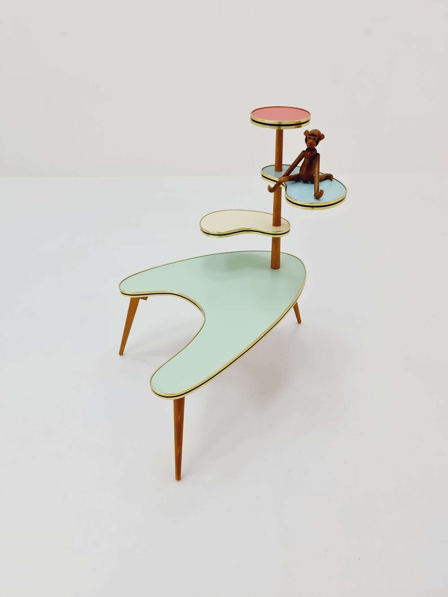 Big 1950s German Plant Stand, Colorful Vintage Mid-Century Minimalist Indoor Plant Stand Side Table Retro flower table