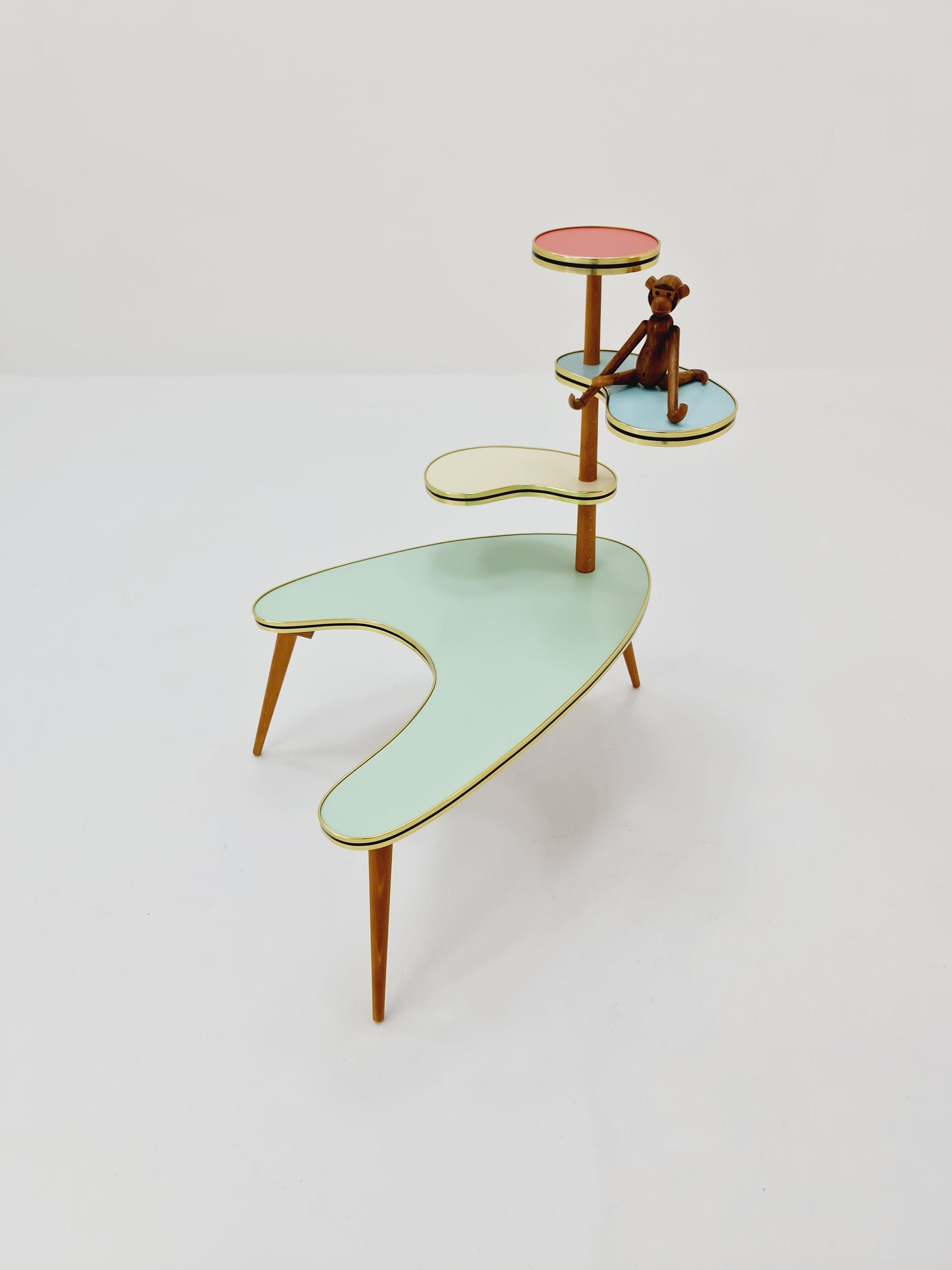 Big 1950s German Plant Stand, Colorful Vintage Mid-Century Minimalist Indoor Plant Stand Side Table Retro flower table