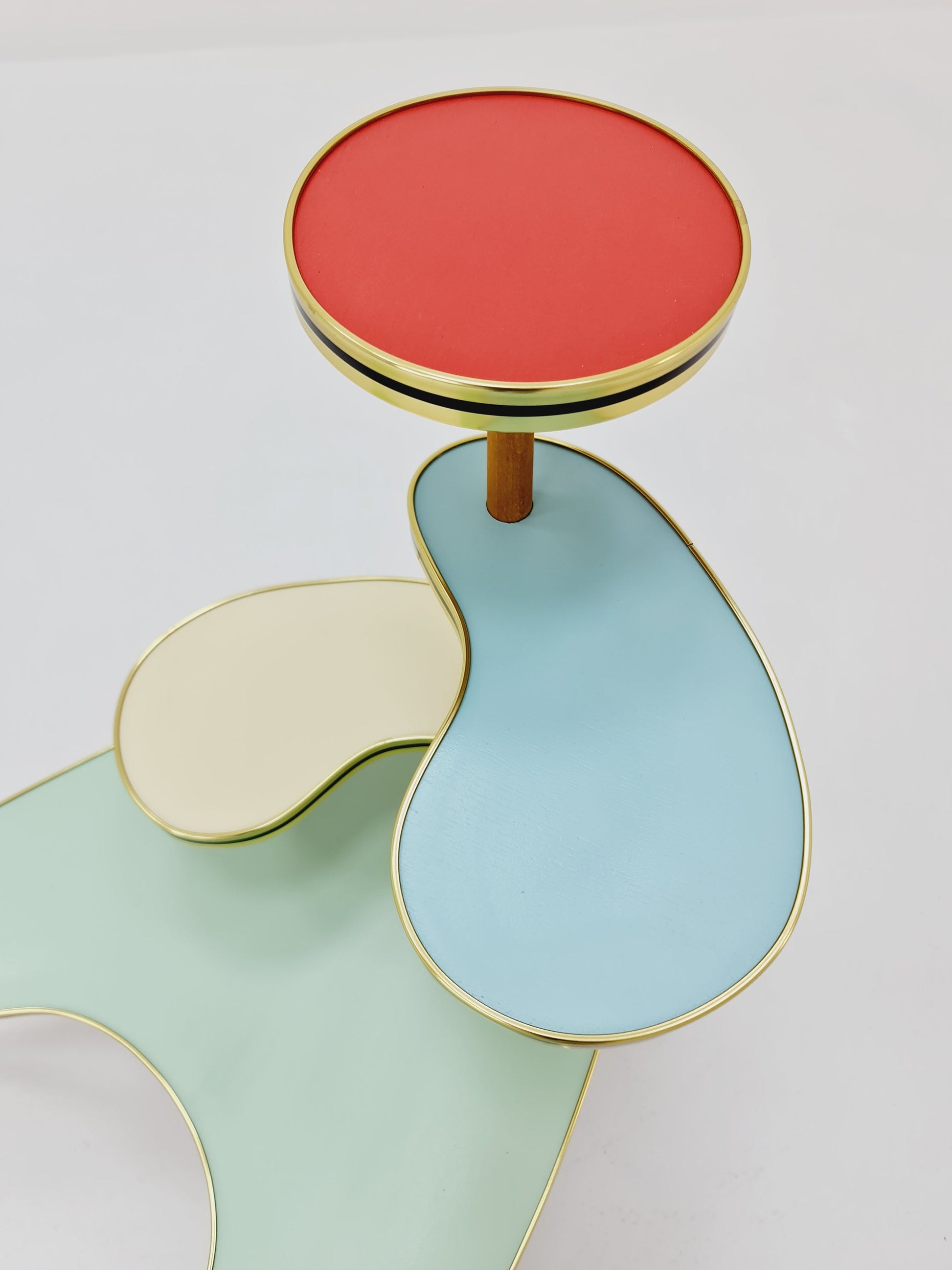 Big 1950s German Plant Stand, Colorful Vintage Mid-Century Minimalist Indoor Plant Stand Side Table Retro flower table
