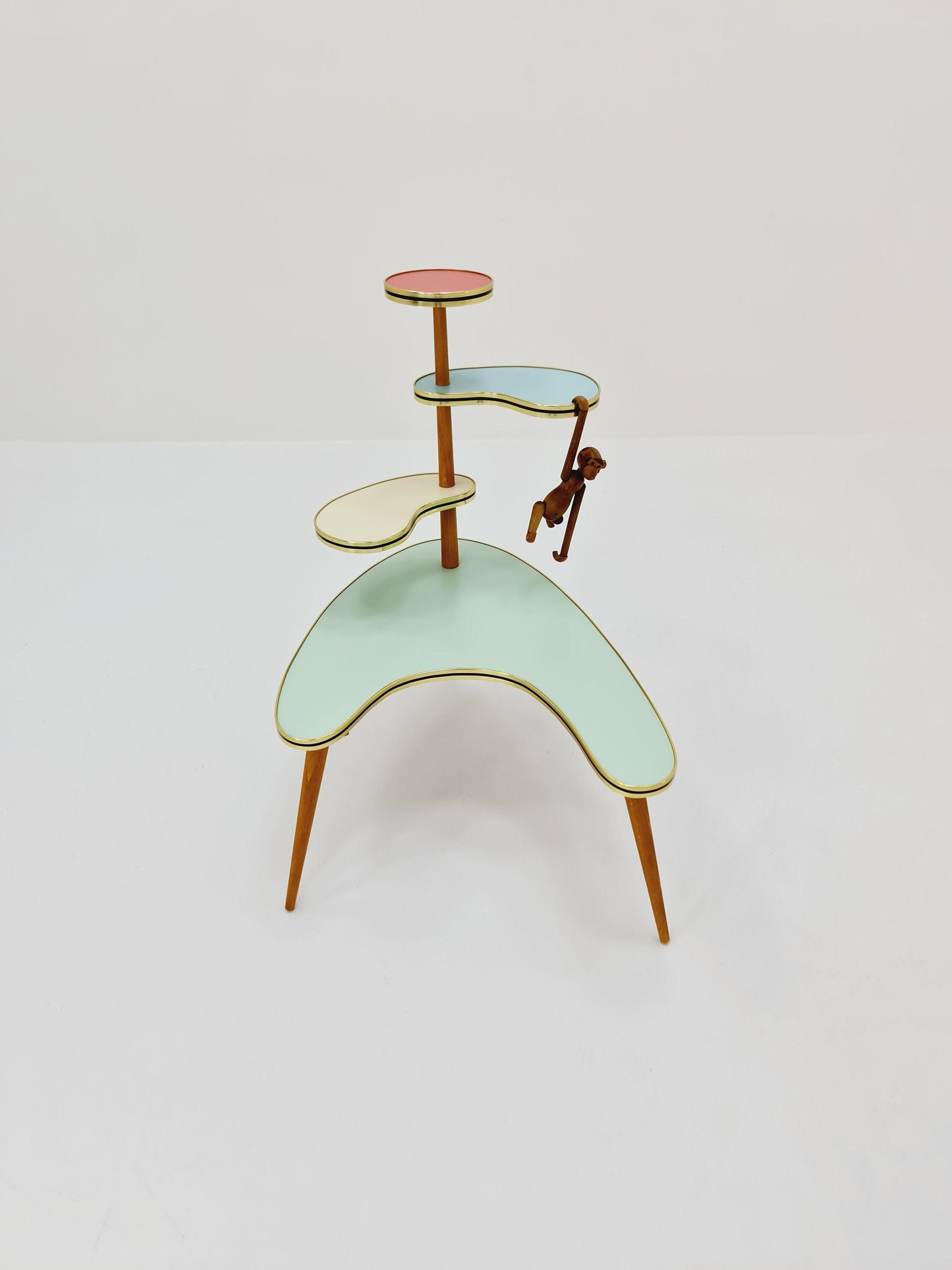 Big 1950s German Plant Stand, Colorful Vintage Mid-Century Minimalist Indoor Plant Stand Side Table Retro flower table
