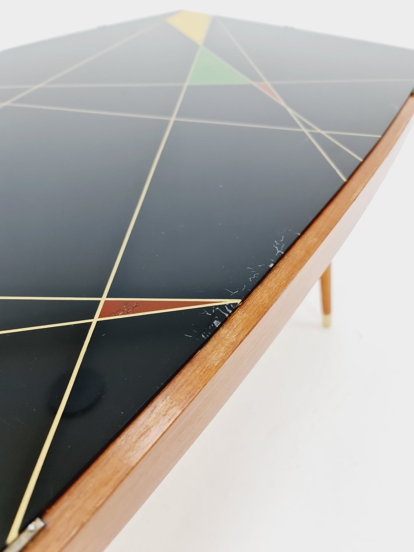 mid century vintage coffetable witth glass top from the 50s