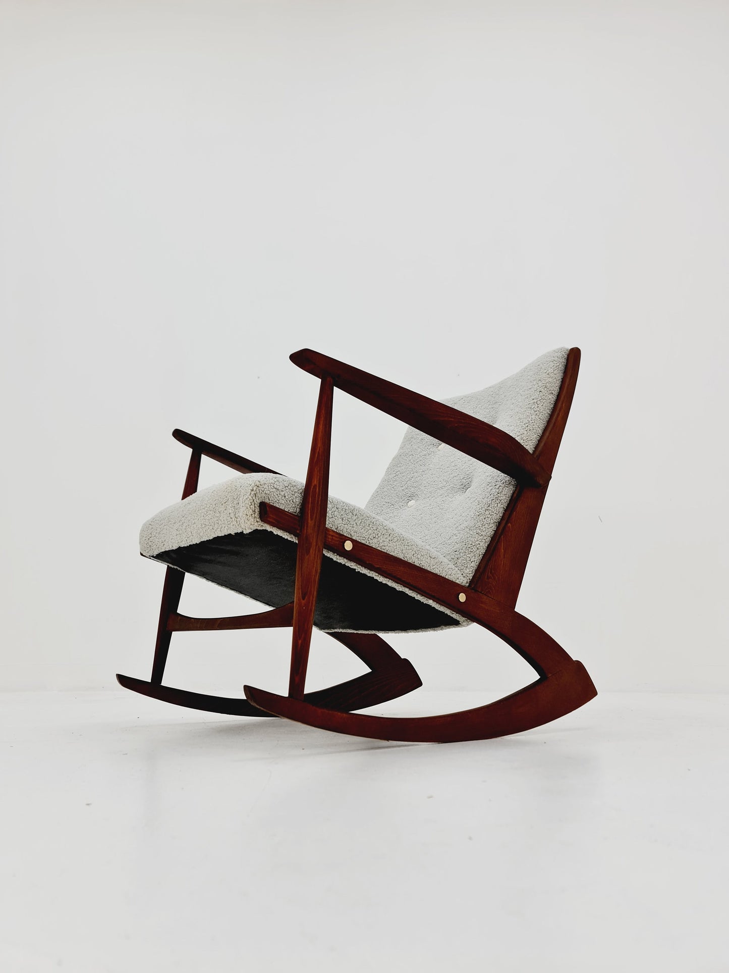 Danish Rocking Chair by Soren Geoorg Jensen With Teddy Fabric , 1950s