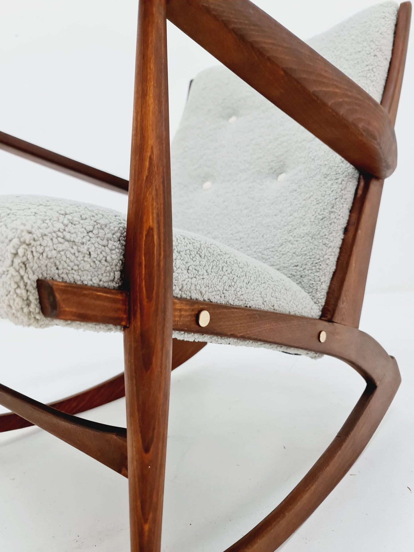 Danish Rocking Chair by Soren Geoorg Jensen With Teddy Fabric , 1950s