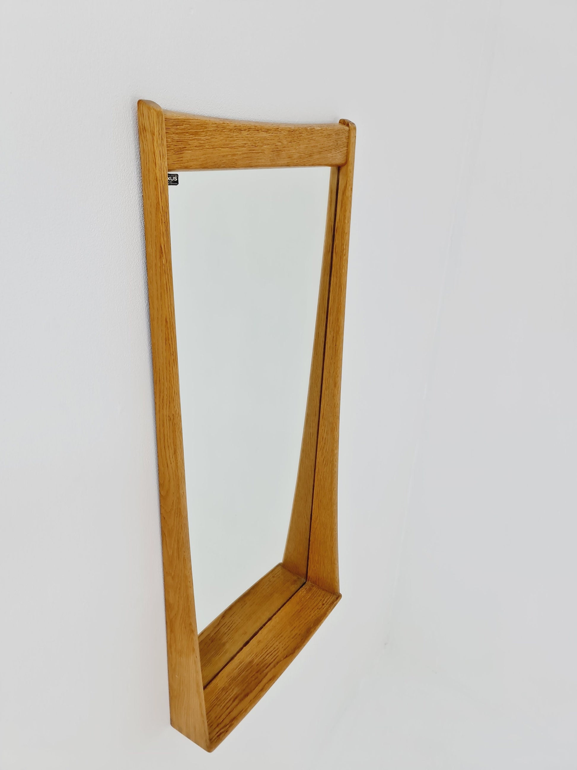 Oak Swedish mid-century Modern wall-mounted mirror By Luxus Sweden 1960s