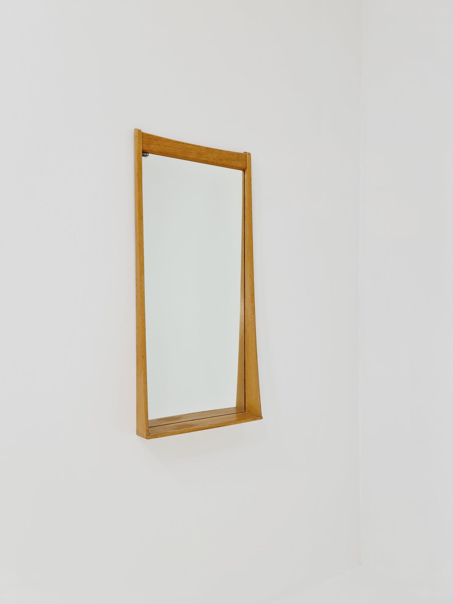 Oak Swedish mid-century Modern wall-mounted mirror By Luxus Sweden 1960s