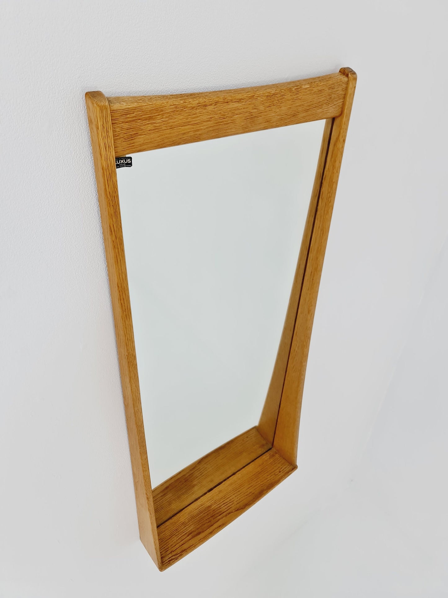 Oak Swedish mid-century Modern wall-mounted mirror By Luxus Sweden 1960s