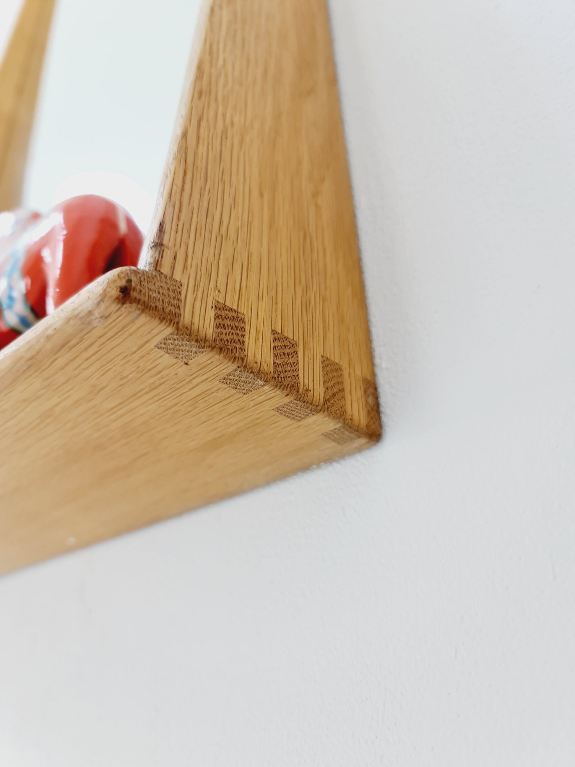 Oak Swedish mid-century Modern wall-mounted mirror By Luxus Sweden 1960s