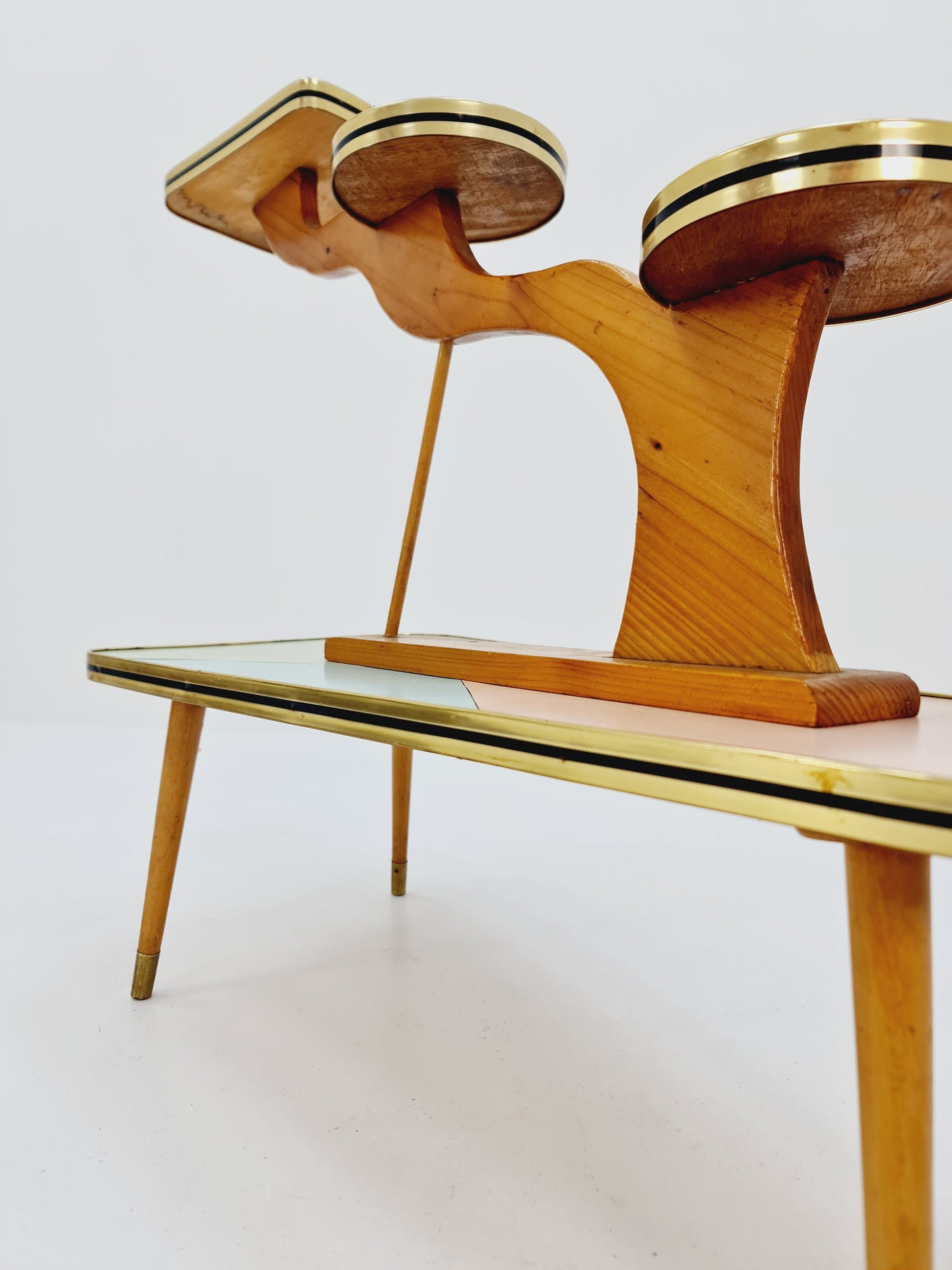 Big 1950s German Plant Stand, Colorful Vintage Mid-Century Minimalist Indoor Plant Stand Side Table Retro flower table