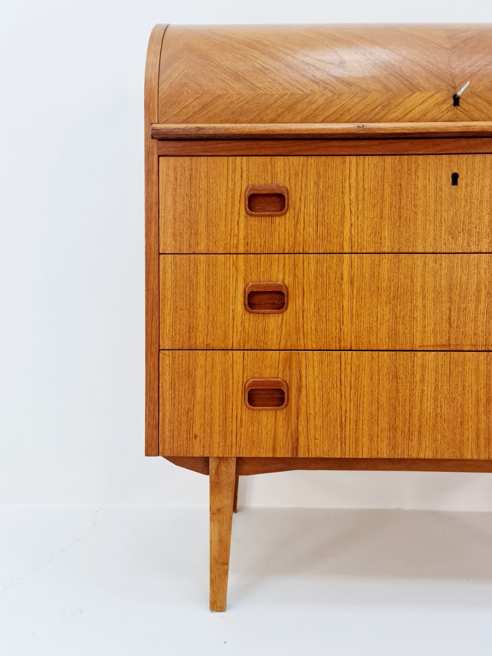 Midcentury vintage Roll-top desk Swedish secretary By Bröderna Gustafsson 1960s
