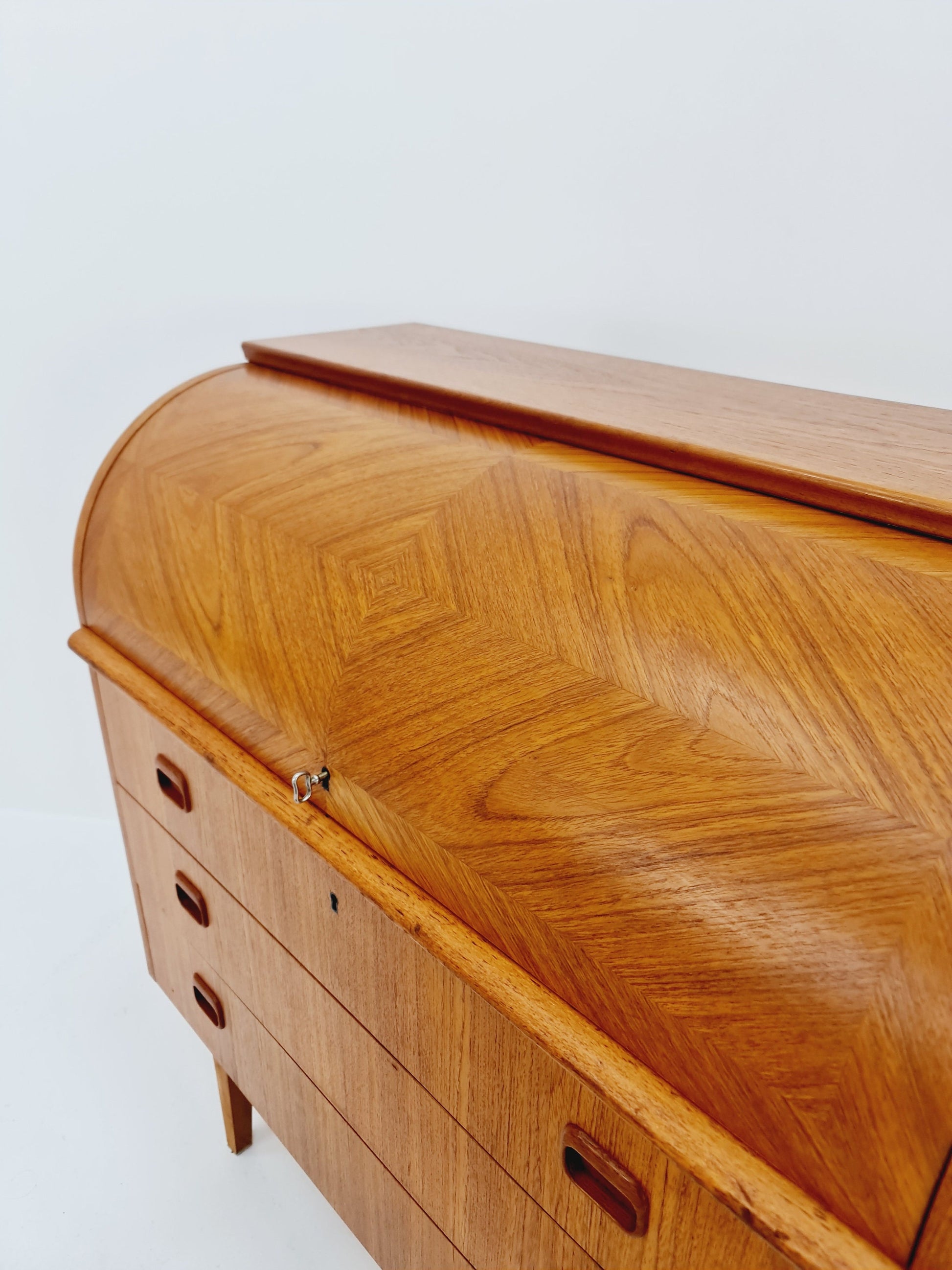 Midcentury vintage Roll-top desk Swedish secretary By Bröderna Gustafsson 1960s