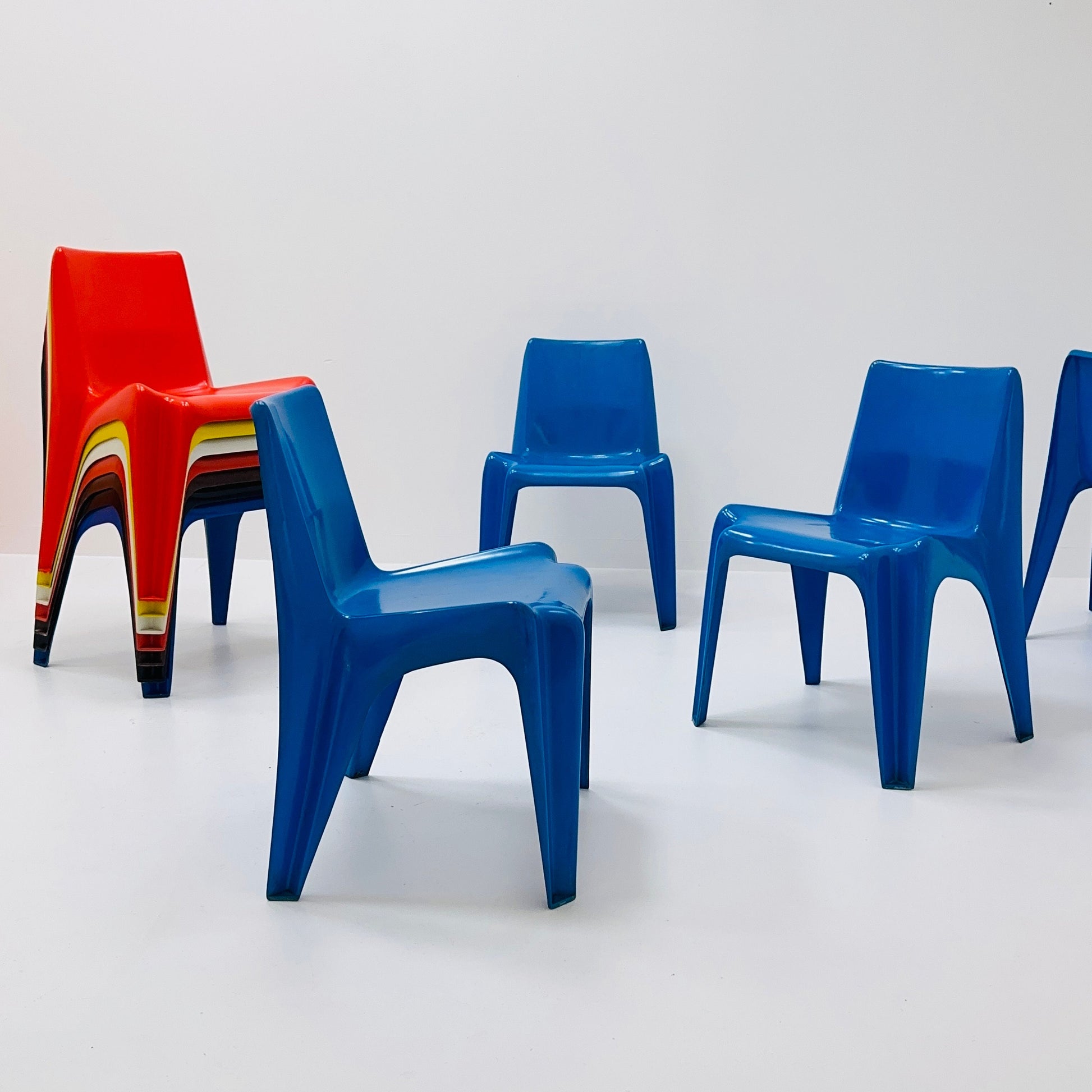 1 of 4 Space age blue Bofinger BA1171 chairs by Helmut Bätzner, Germany 1970s