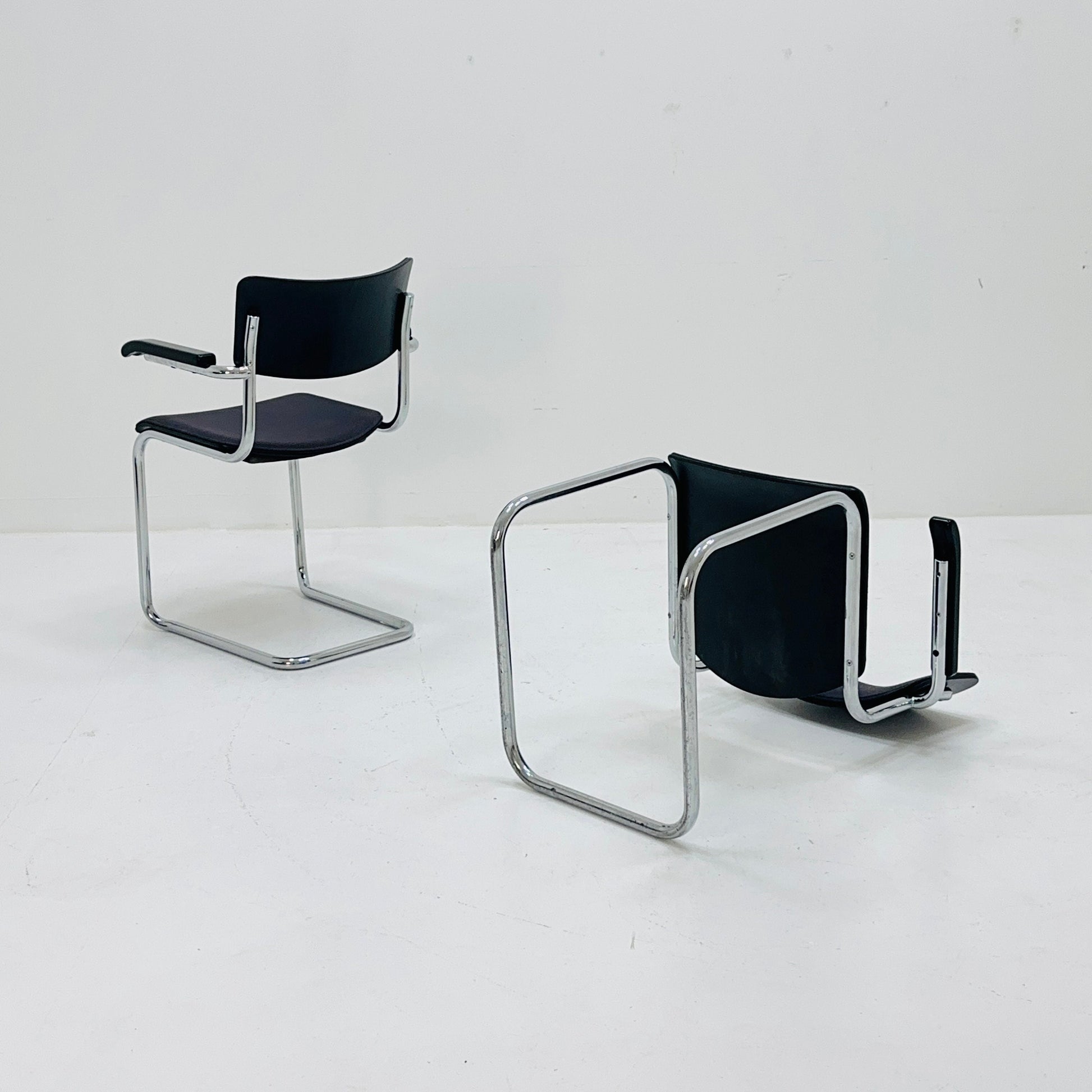 Mid century Bauhaus design armchair designed by mart stam for Thonet 1980s Germany